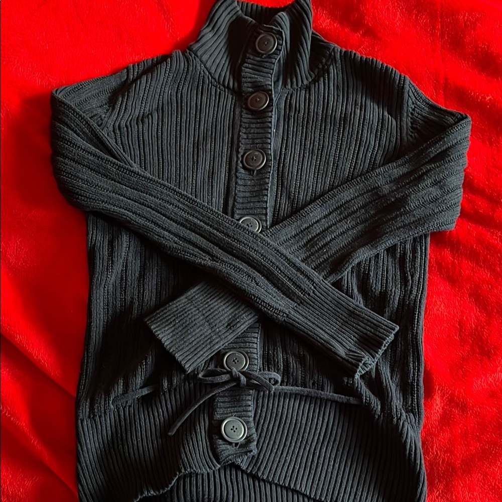 Dark Blue Button-Up Women's Sweater